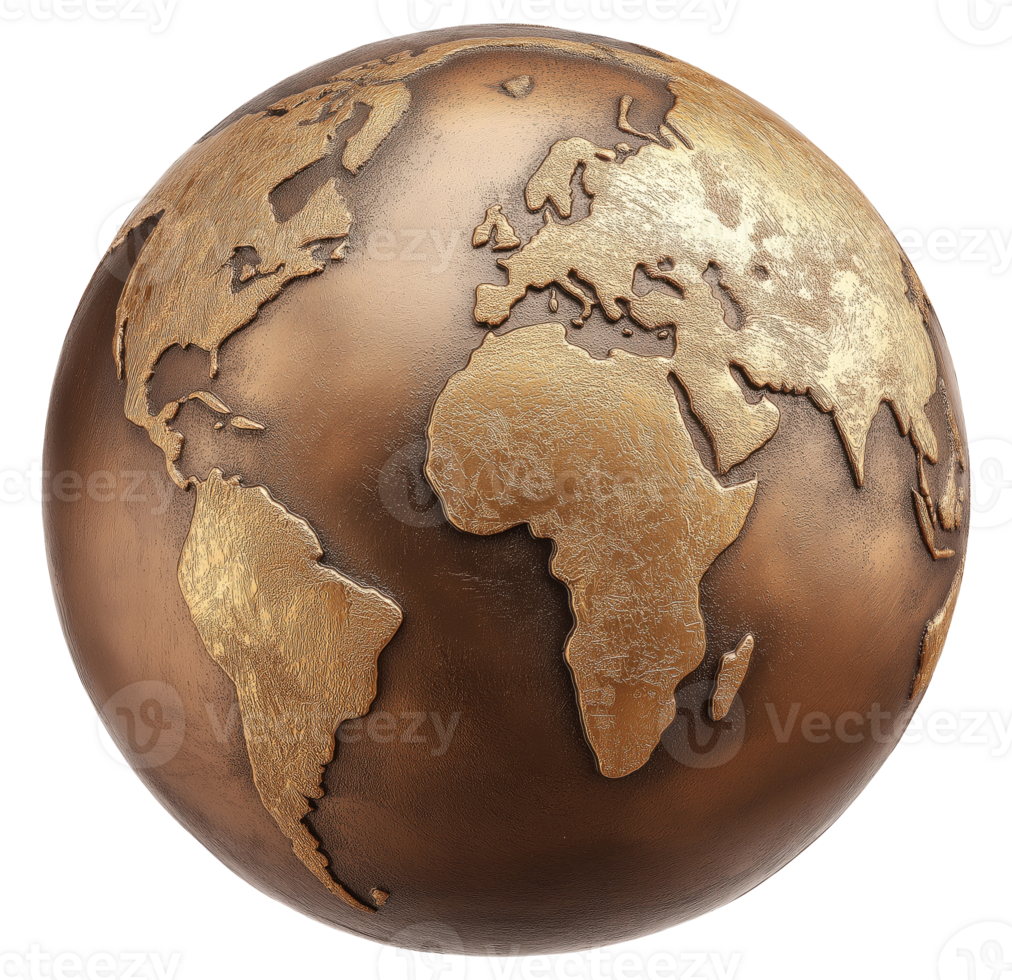 Bronze globe isolated on a transparent background png