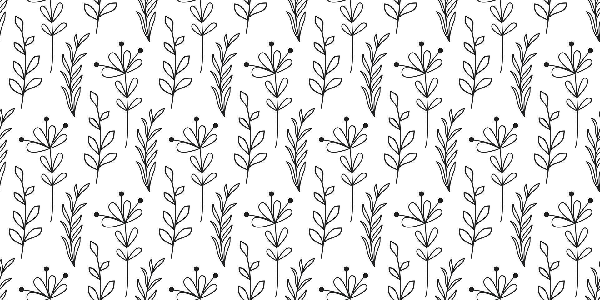 Drawing rustic floral seamless pattern vector