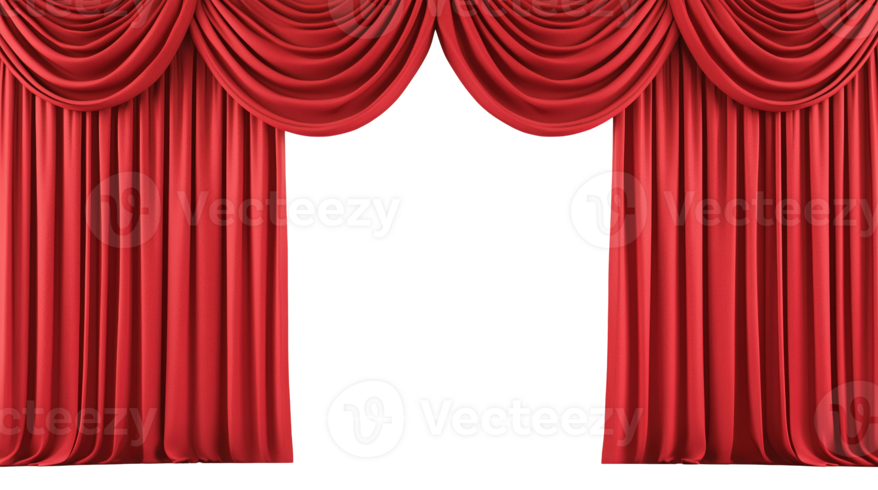 Red theater curtains, isolated on a transparent background png