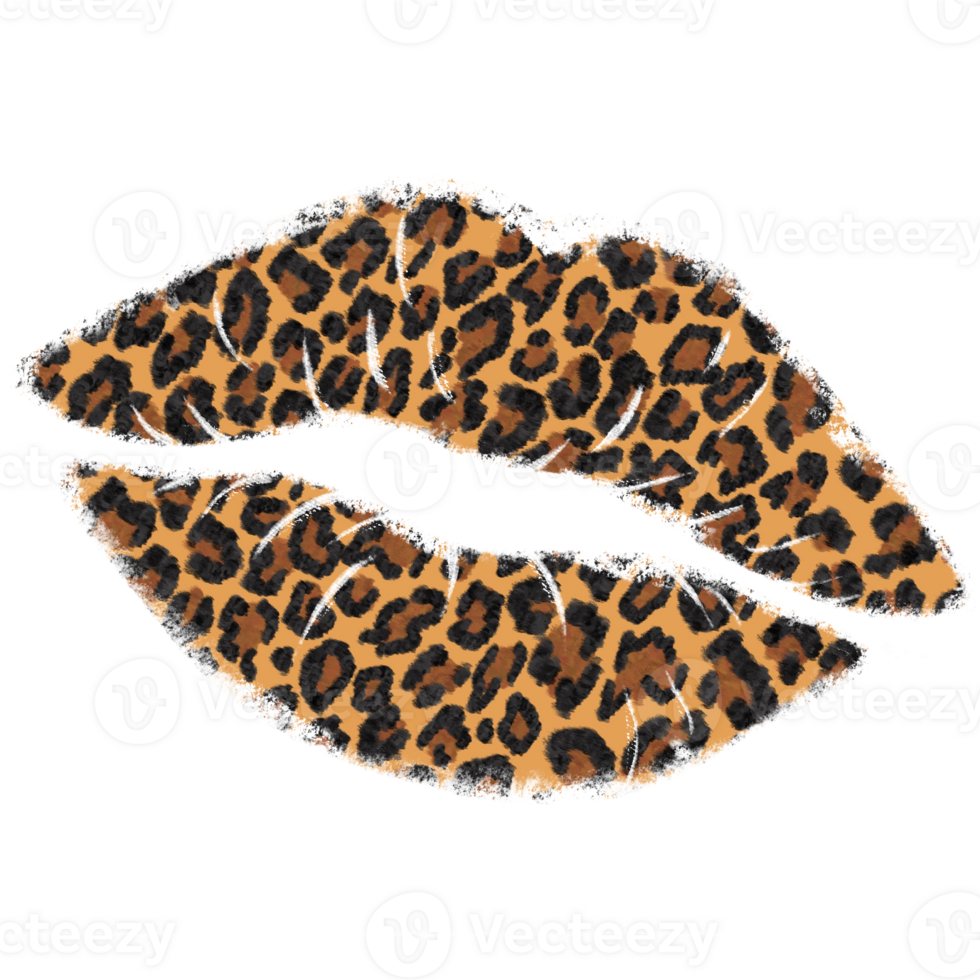 Kiss mark leopard print. Kiss mark icon. Leopard print pattern png