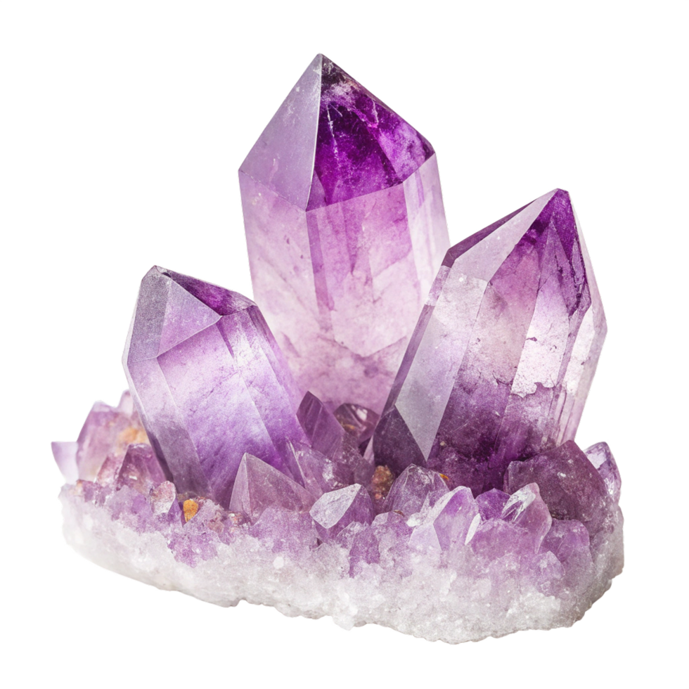 Amethyst crystals contras isolated on transparent background png