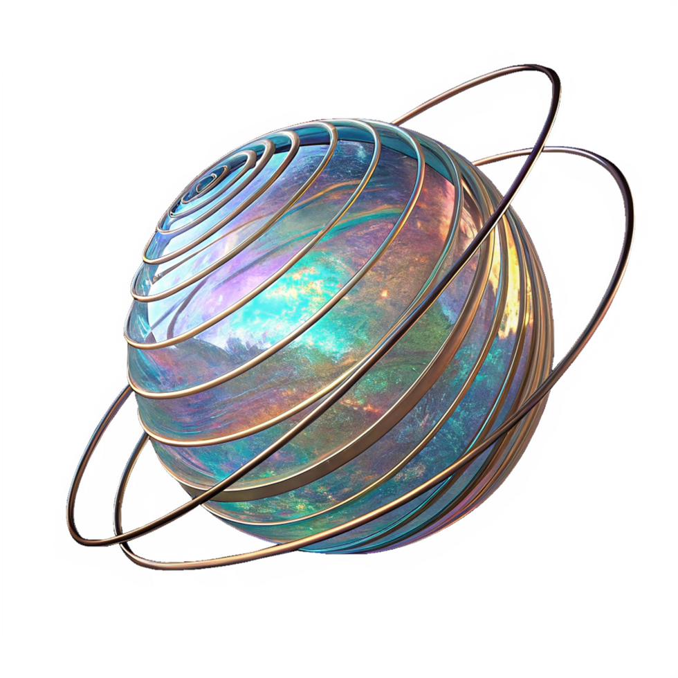 abstrato 3d iridescente 3d modelo com órbita png