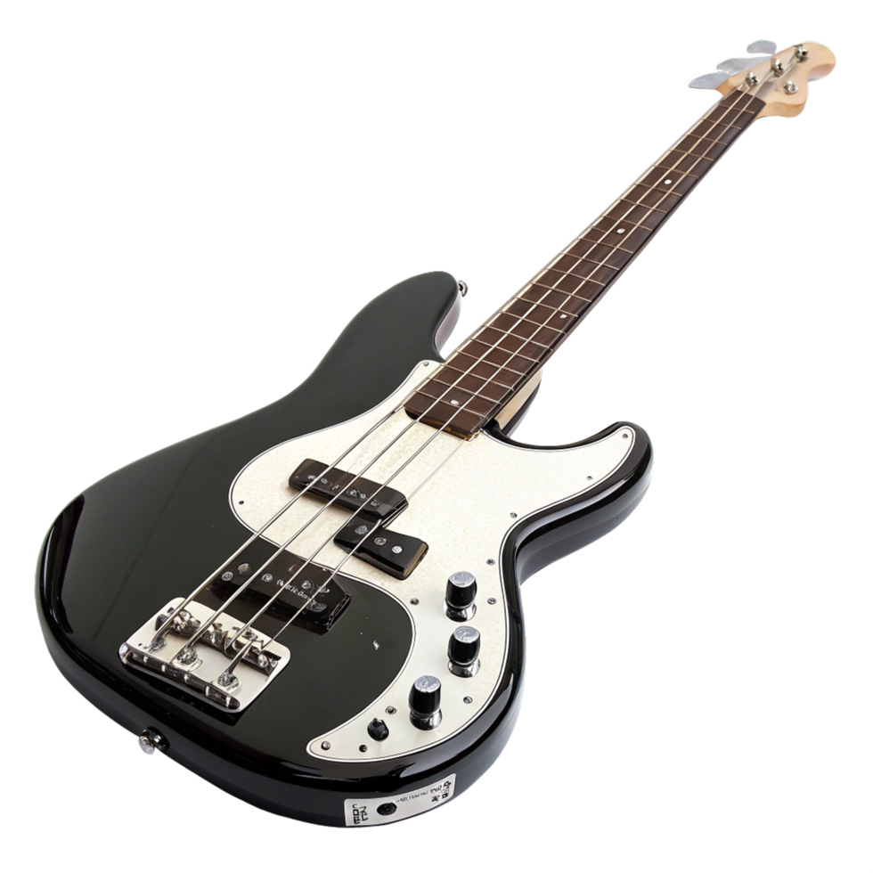 Black and white bass guitar png