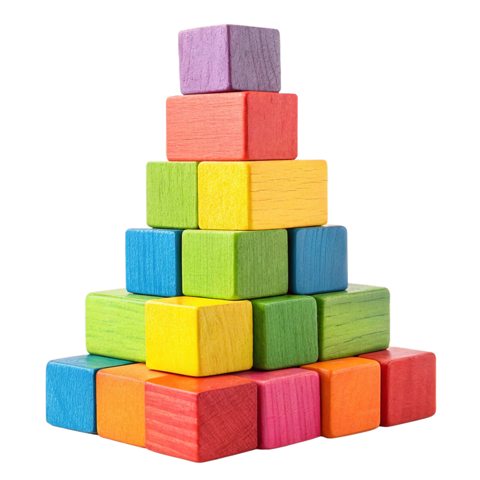 Colorful wooden blocks on transparent background png