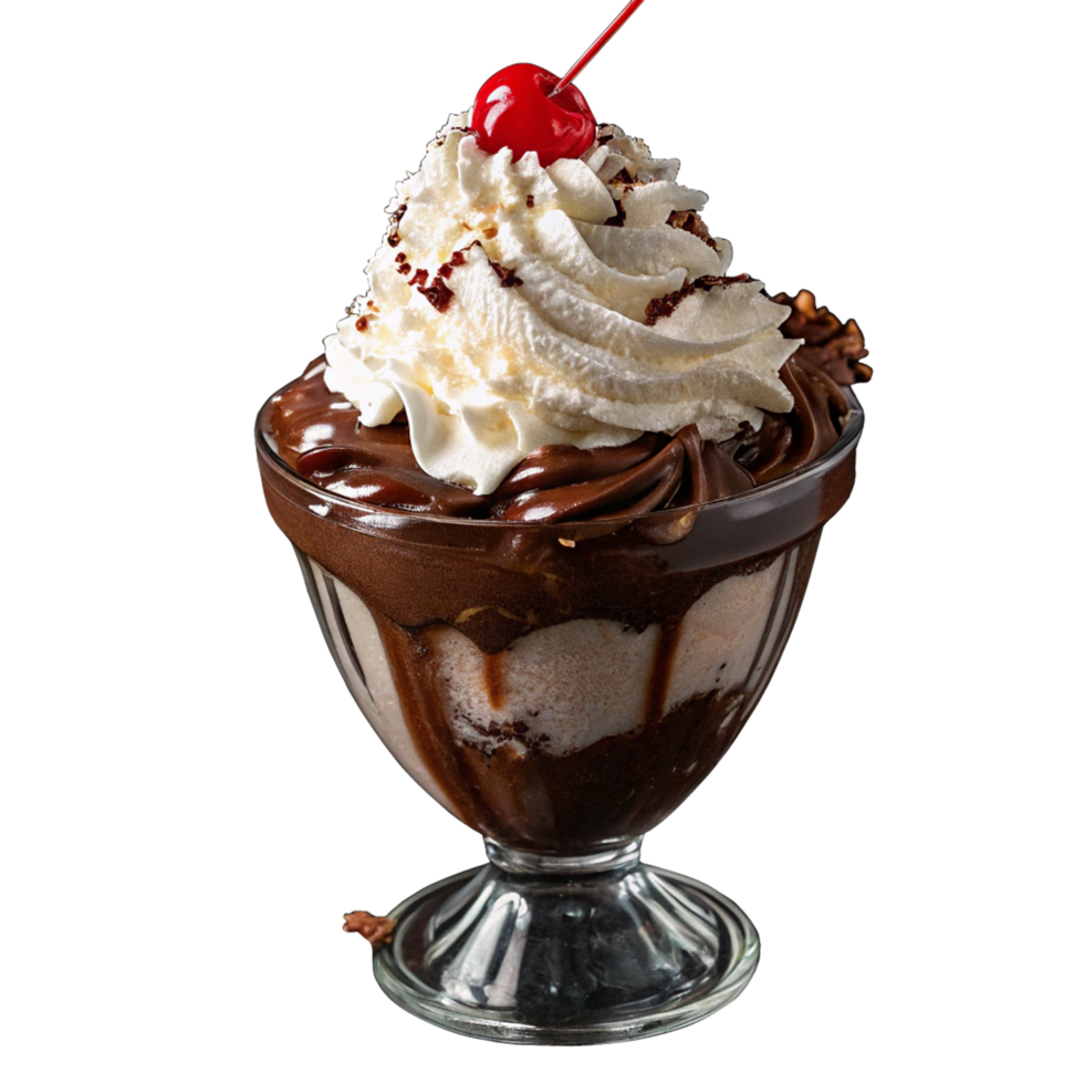 Delicious chocholate sundae on transparent background png