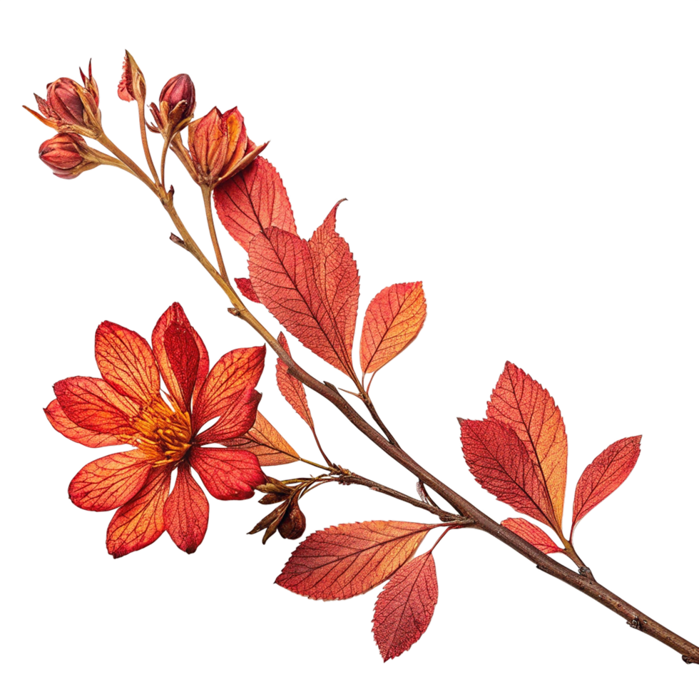 Dried red flower branch png