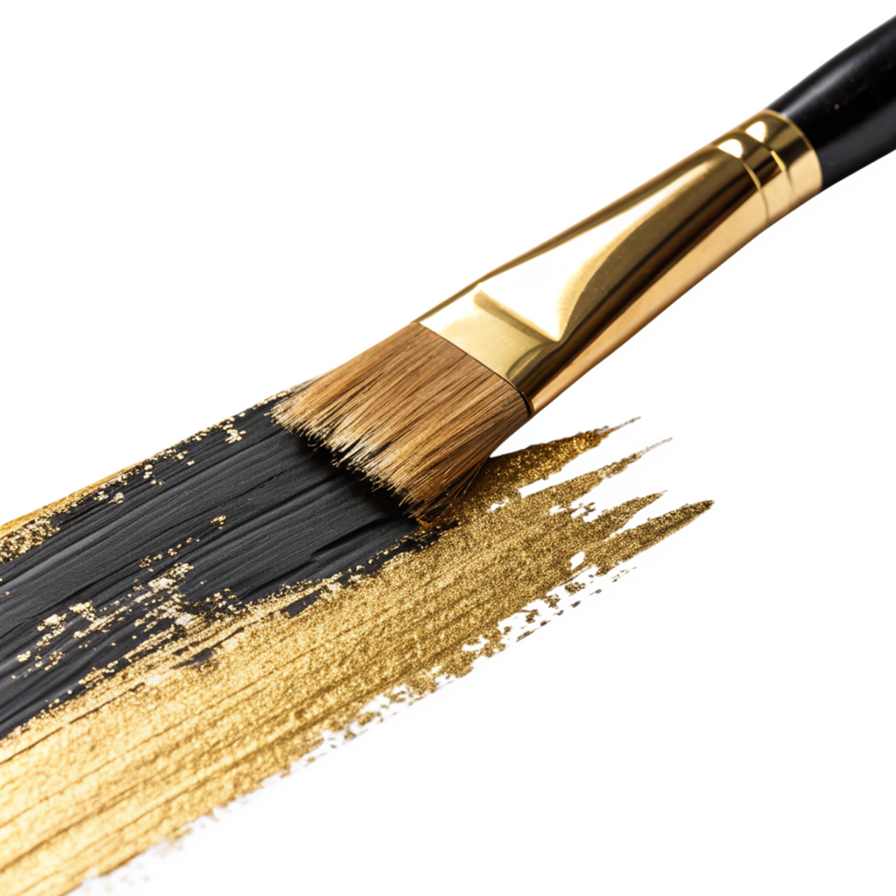 Elegant black and gold paint brush png