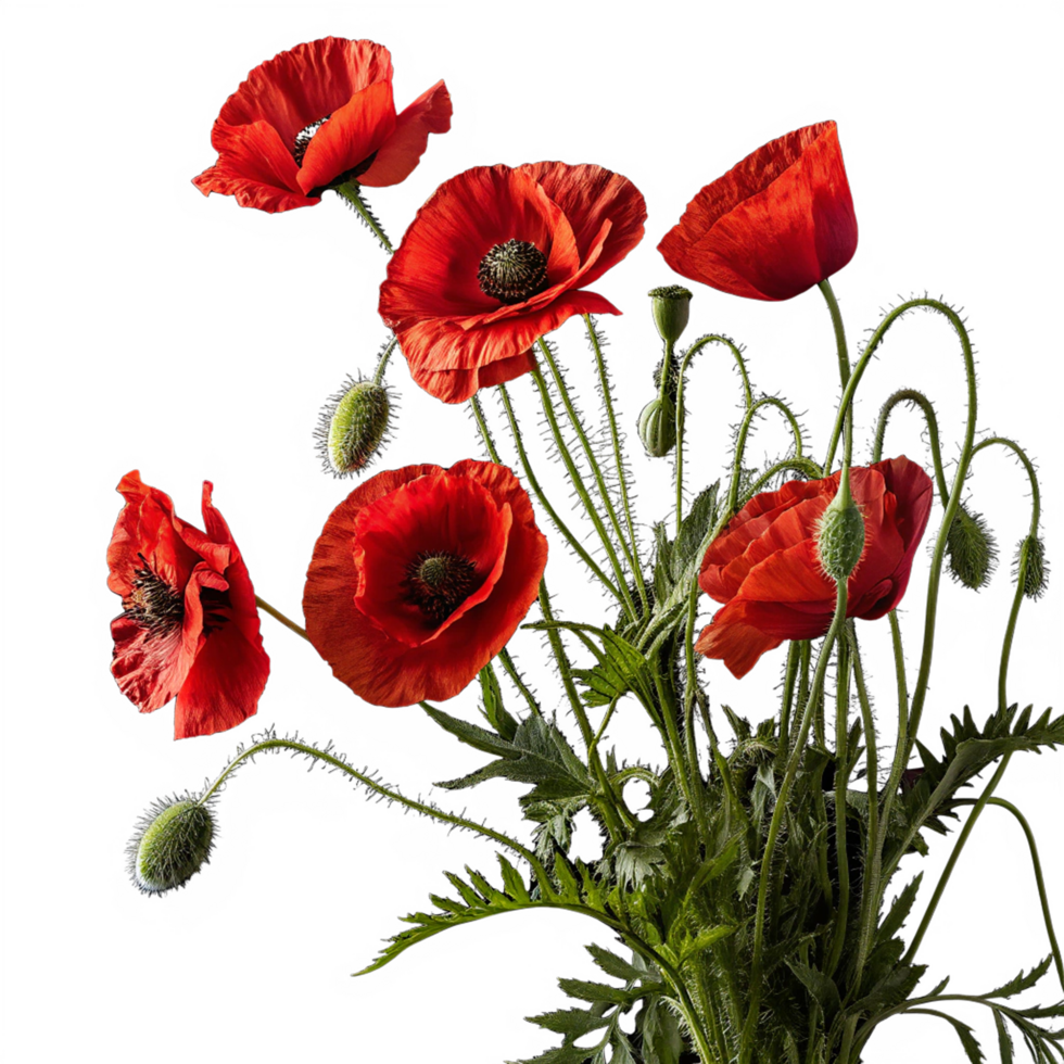 Blooming red poppies png