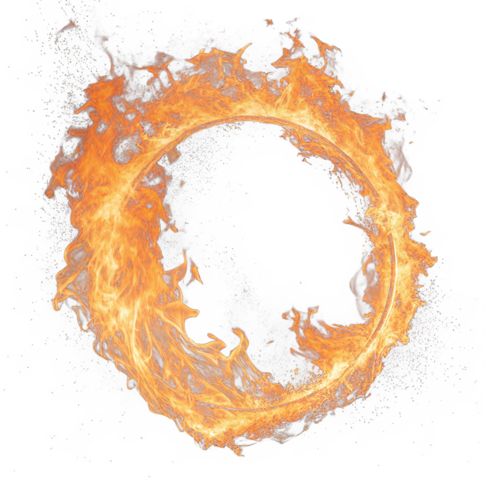 Fiery circle abstract ring on transparent background png