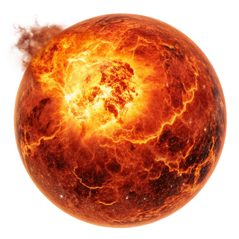 Fiery planet explosion isolated on transparent background png