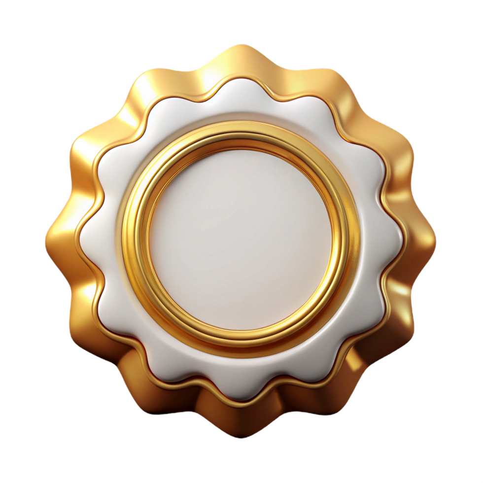 Elegant white and gold 3d badge design png