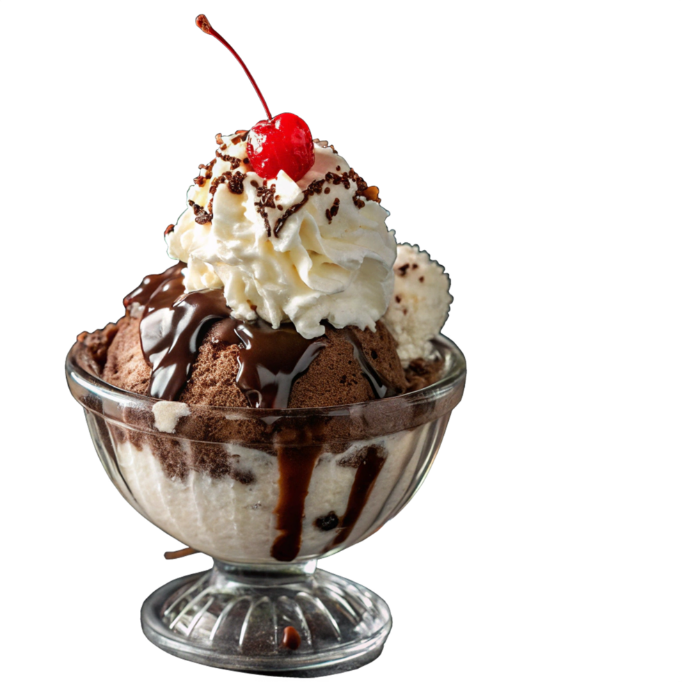 Delicious chocholate sundae isolated on transparent background png