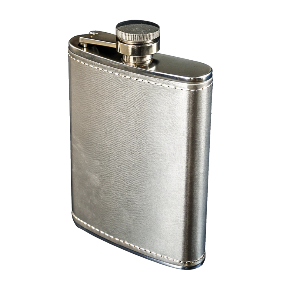 Silver flask bottle png