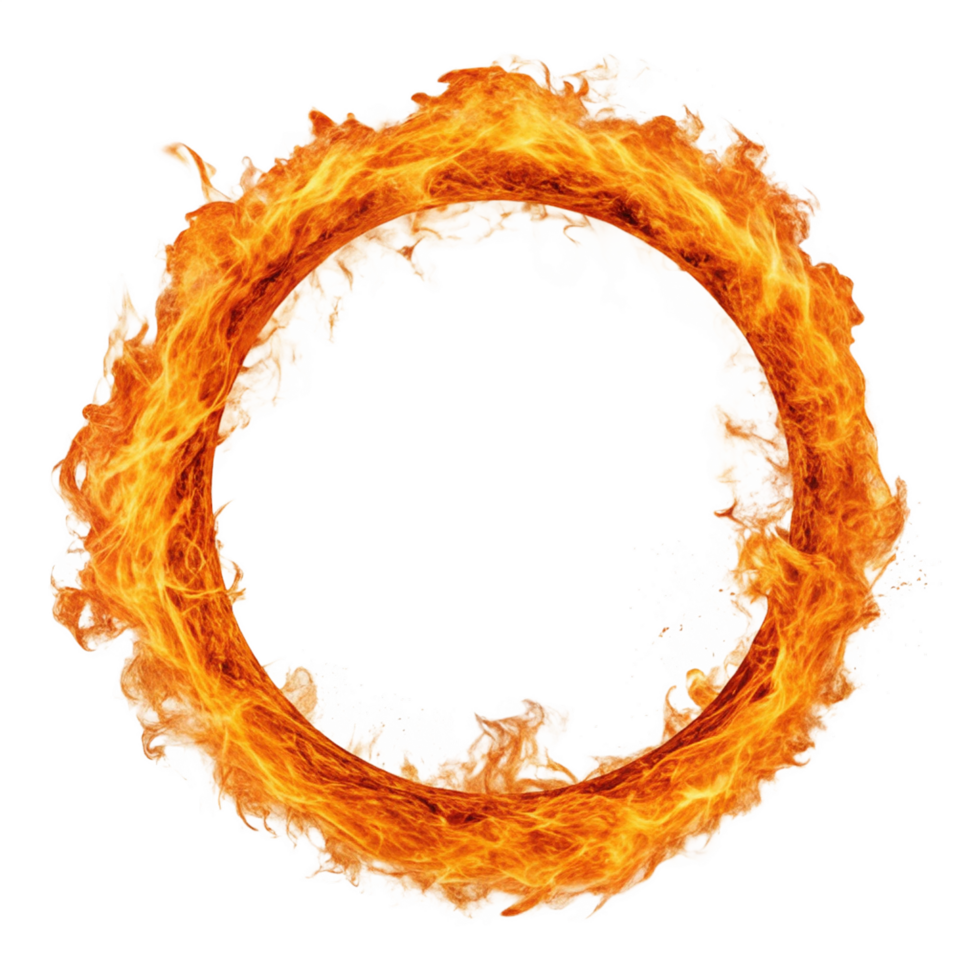 Fiery circle abstract ring with flame png