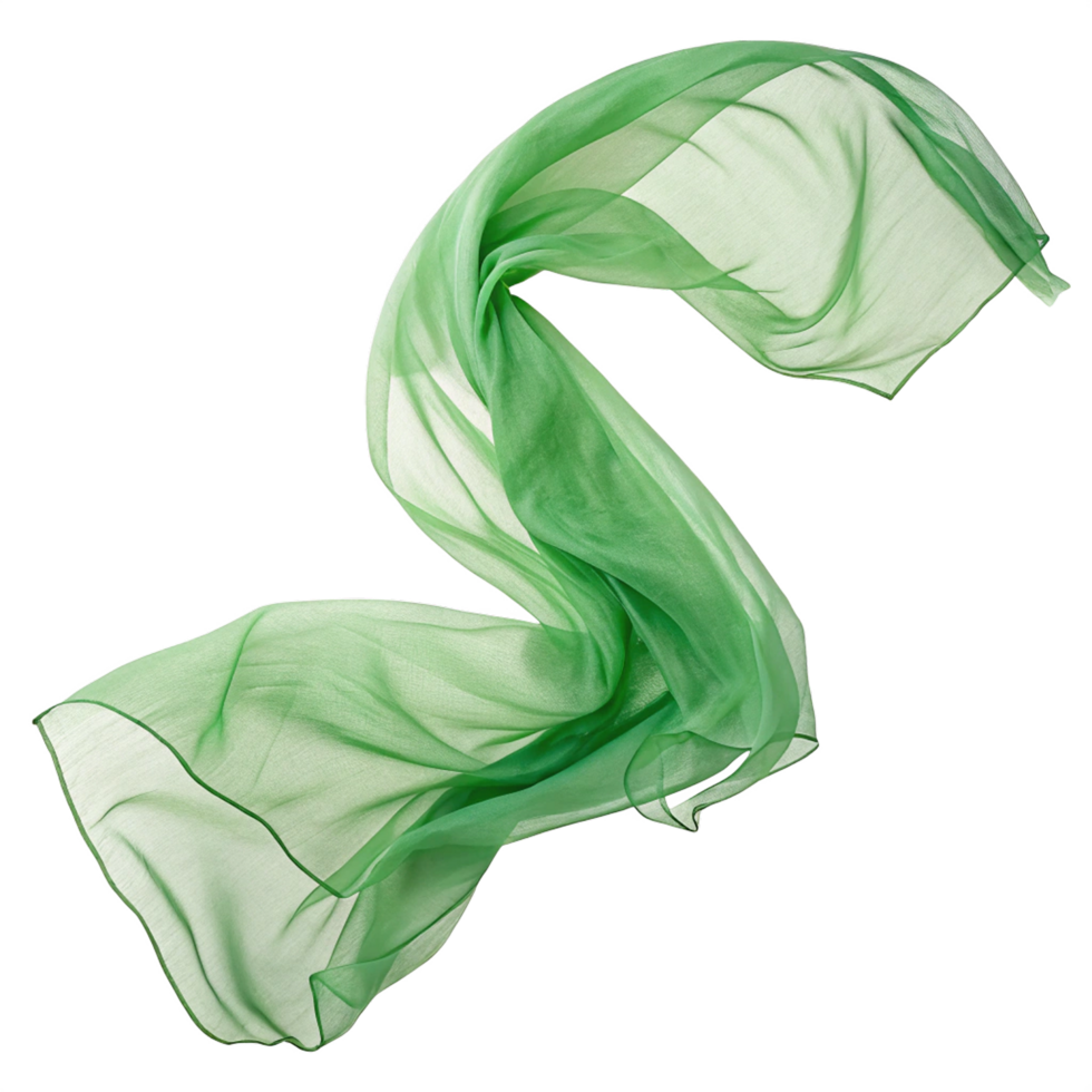 A green silk fabric with a transparent background png