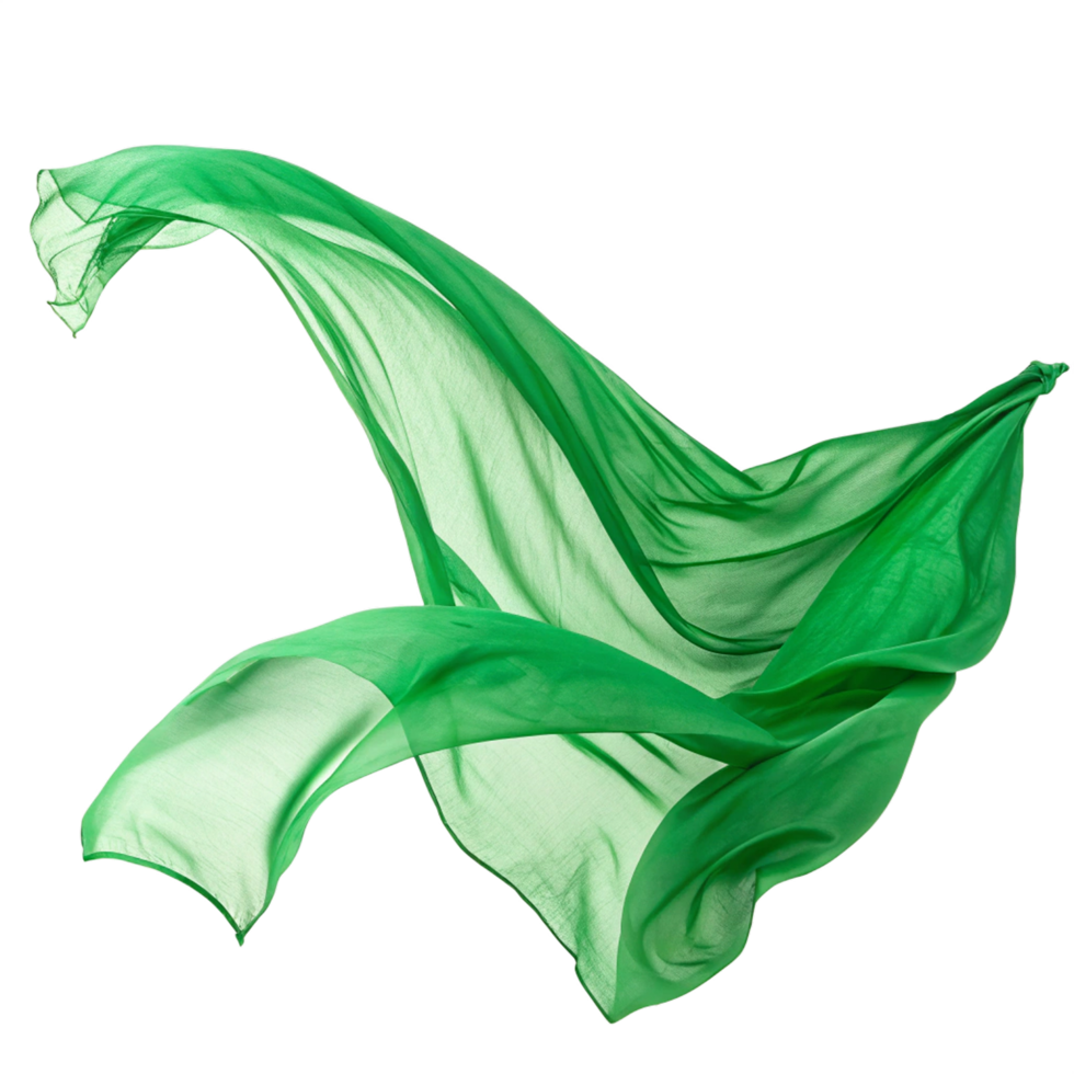 Flying green silk fabric png