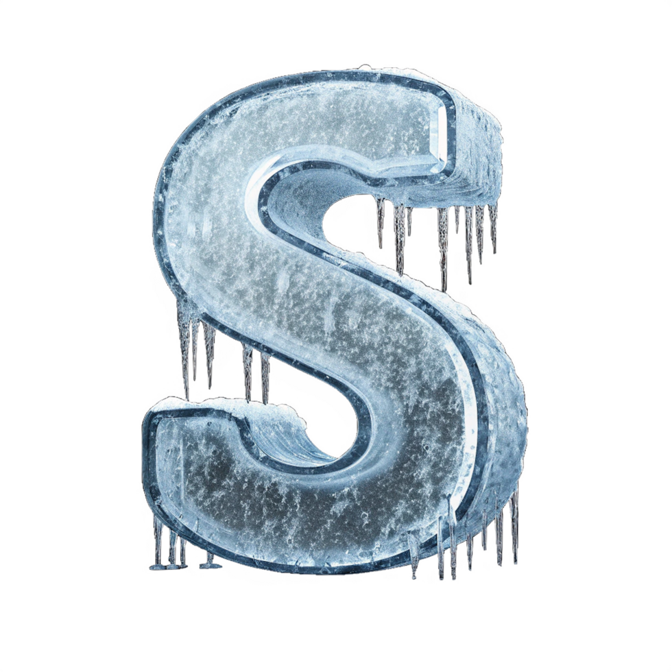 Frozen Letter S 3D Rendered in a Wintery Setting png