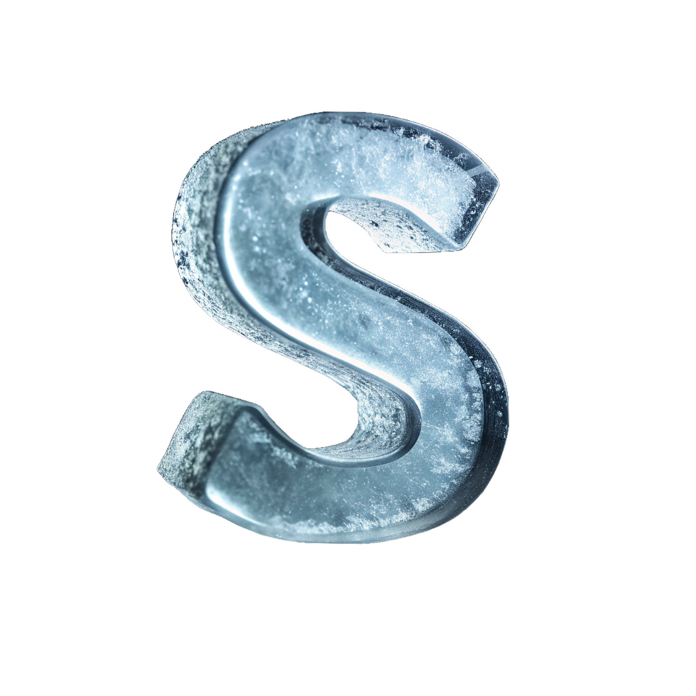 Realistic s letter with ice texture png