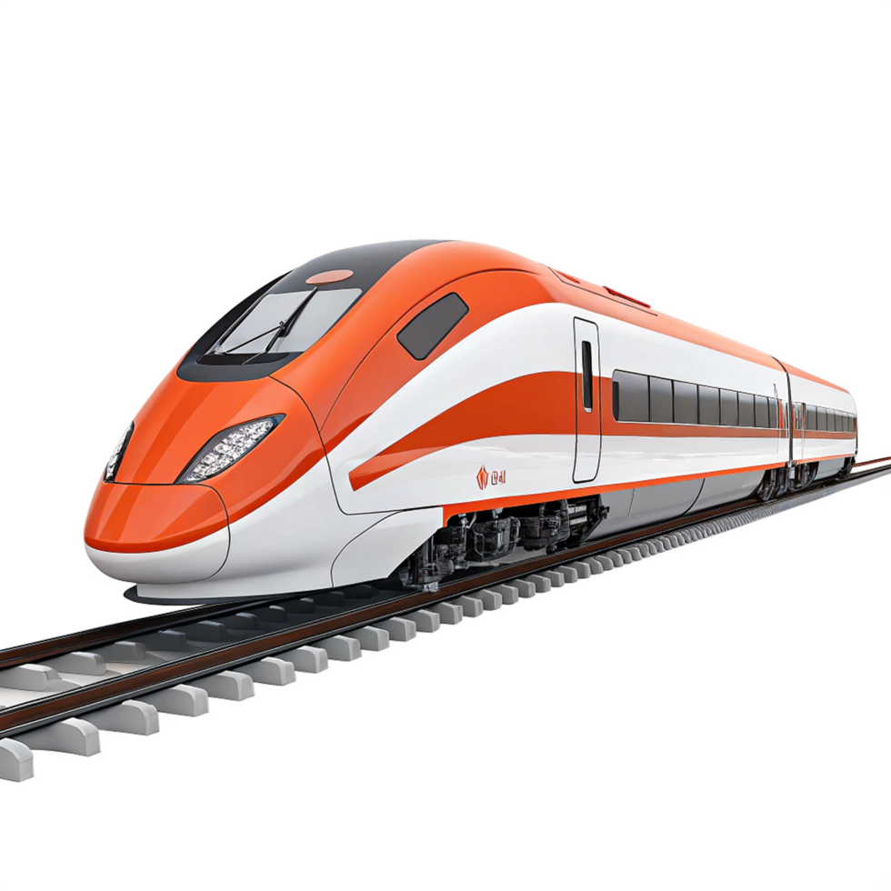 Modern highspeed metro train on transparent background png