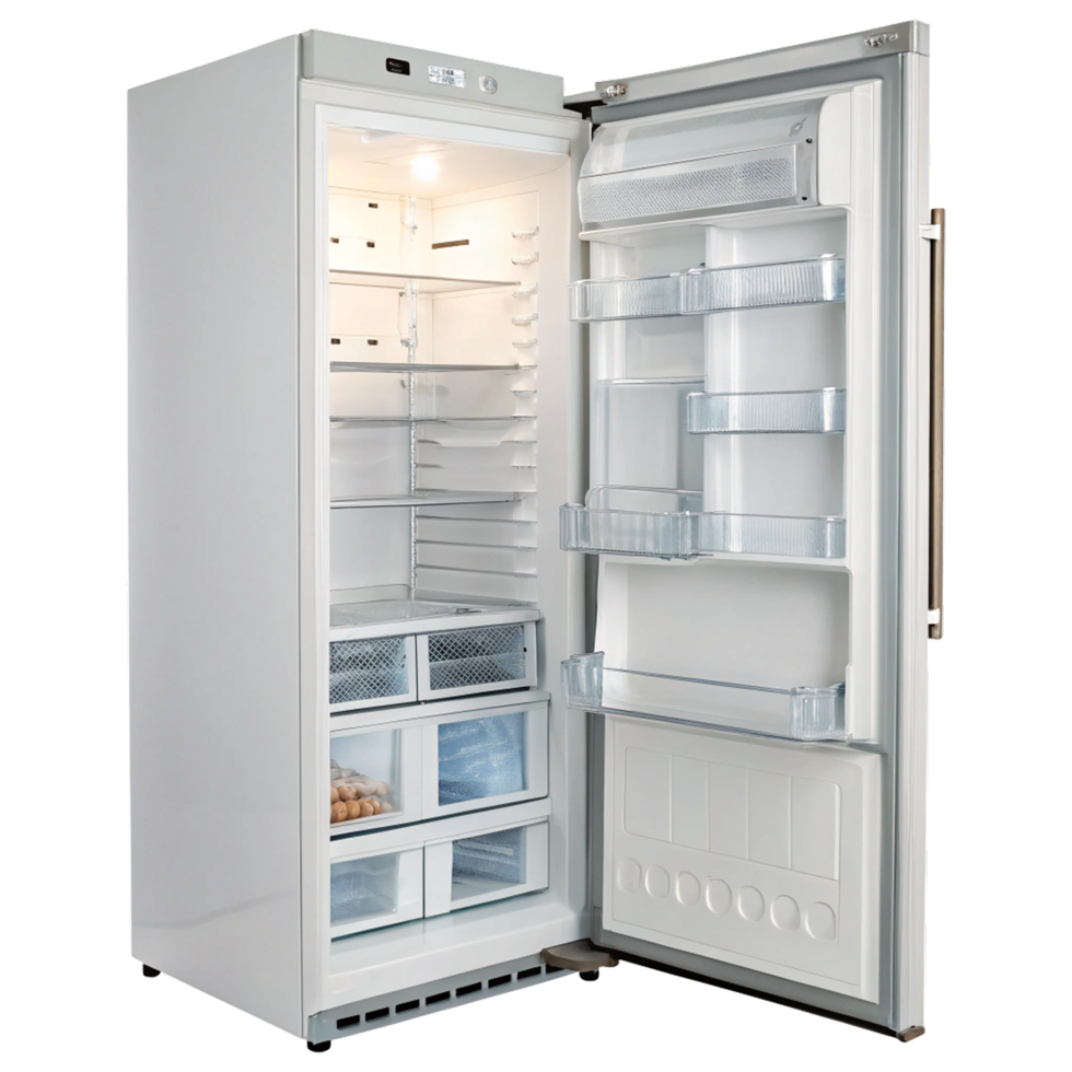 Open refrigerator on transparent background png
