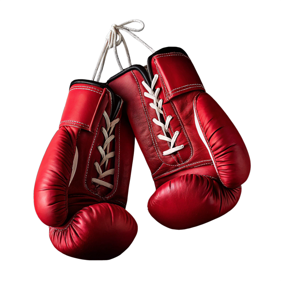 Red boxing gloves on transparent background png