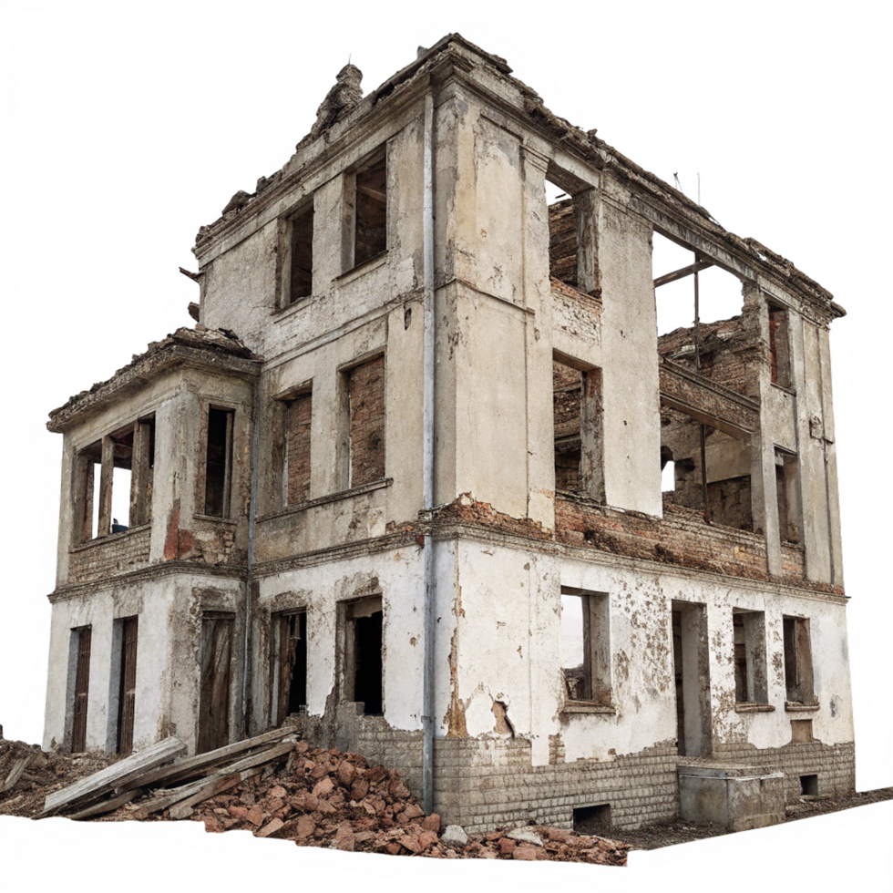 Ruined building on transparent background png