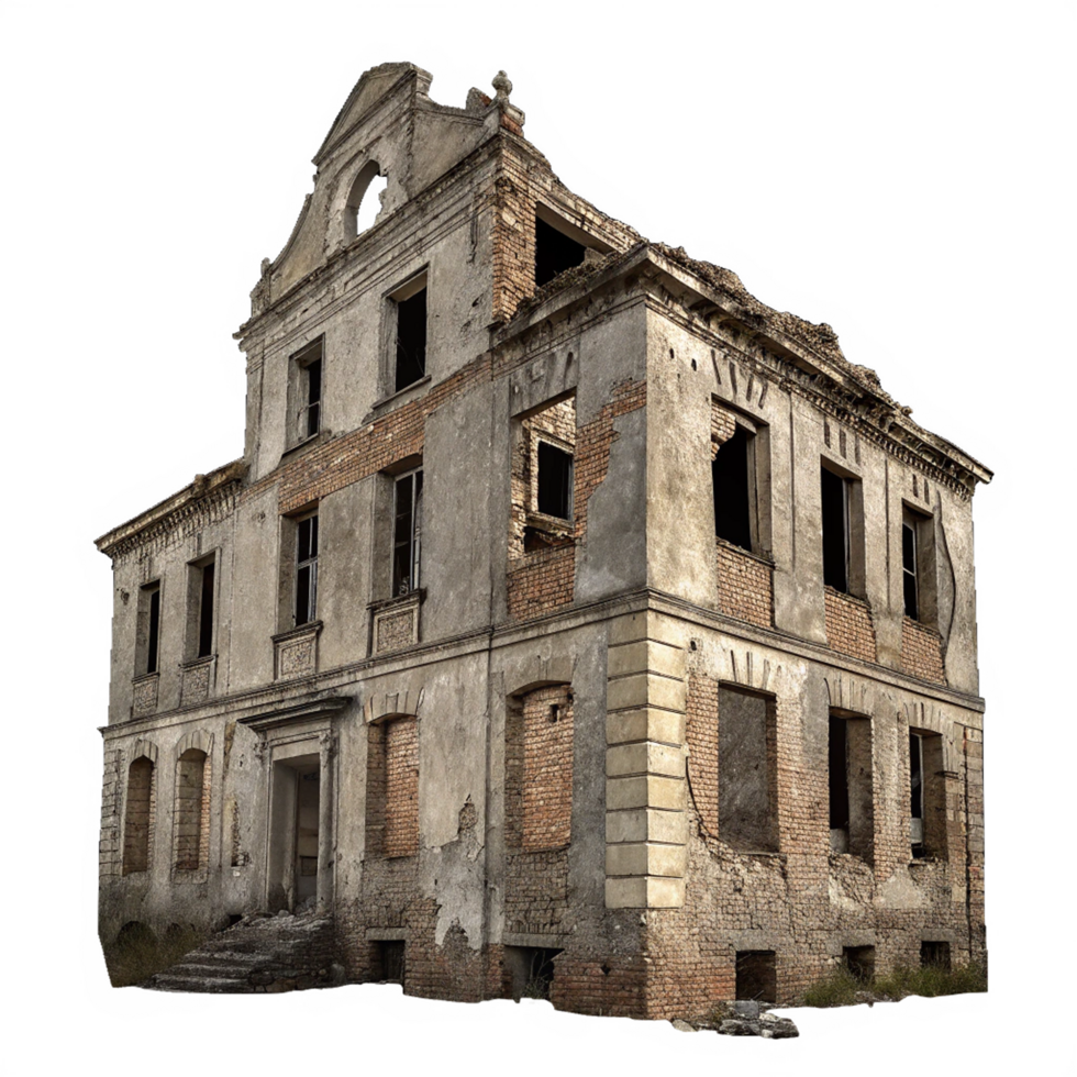 Minimal destroyed building architecture ruins png