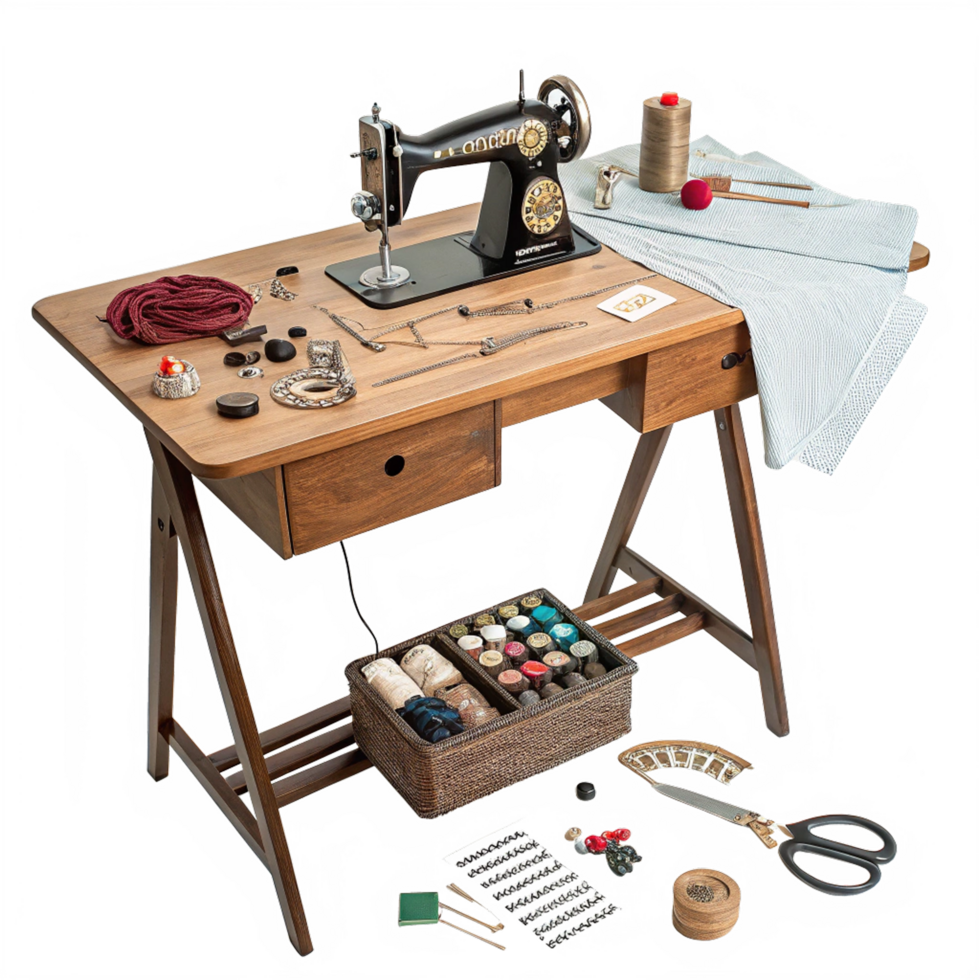 Sewing table on transparent background isolated png