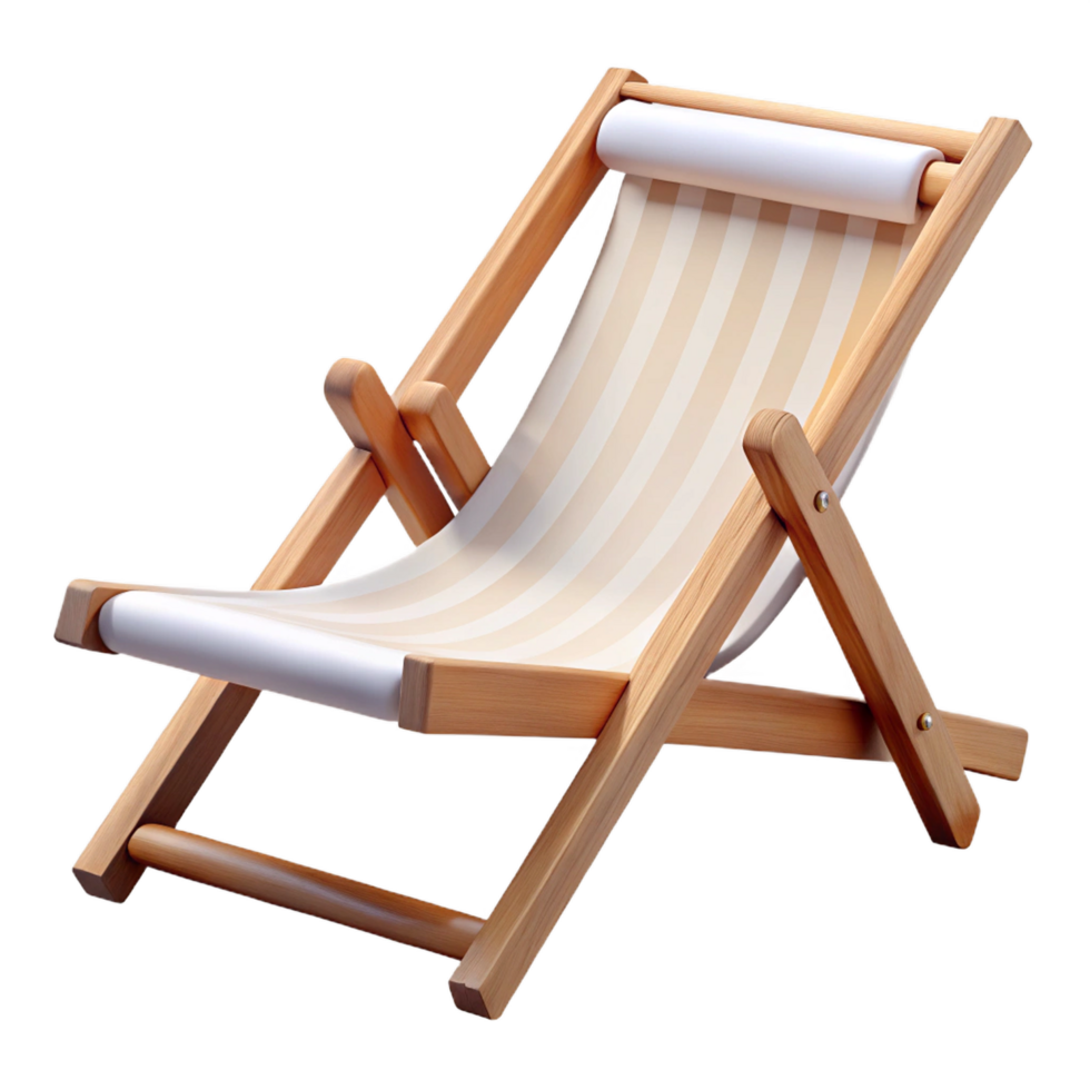 Relaxing 3d white deck chair isolated png