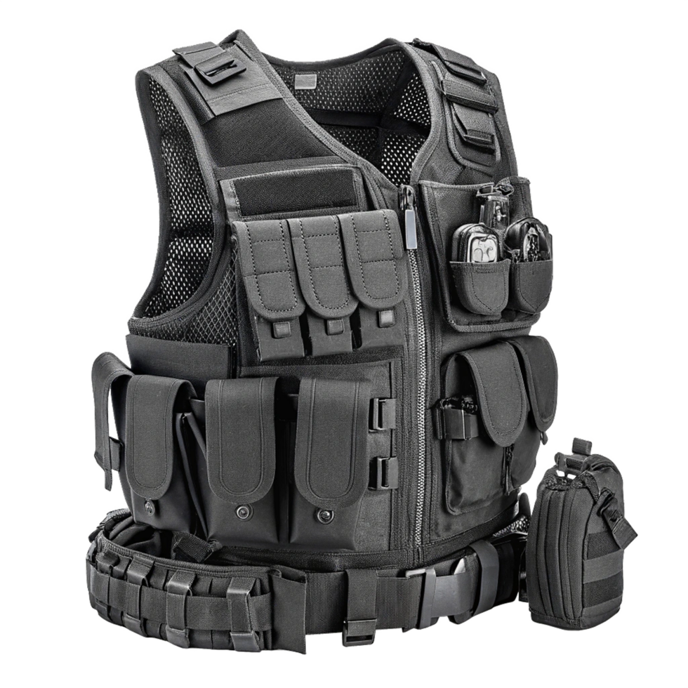Tactical vest black modular protection jacket png