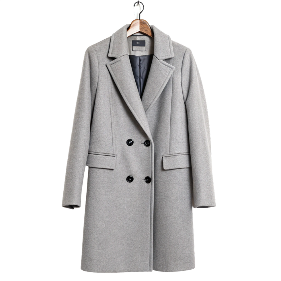 Stylish gray overcoat on transparent background png