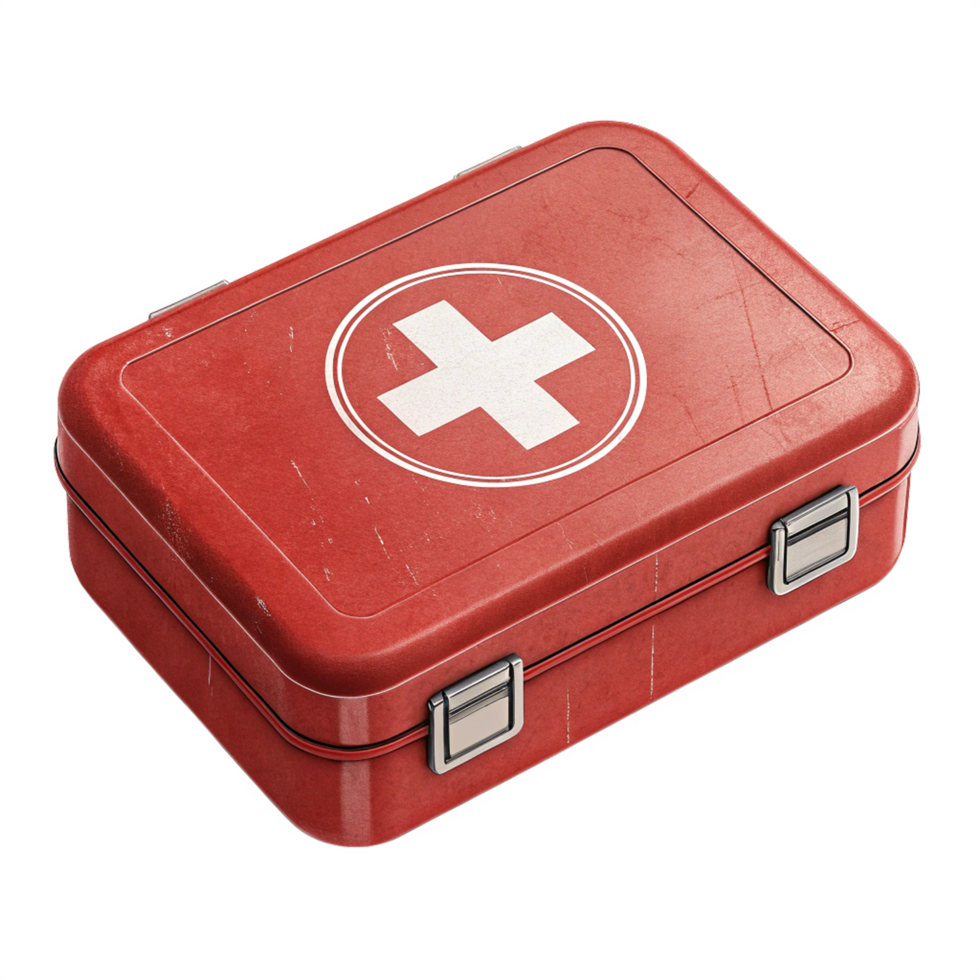 Top view of red first aid kit png