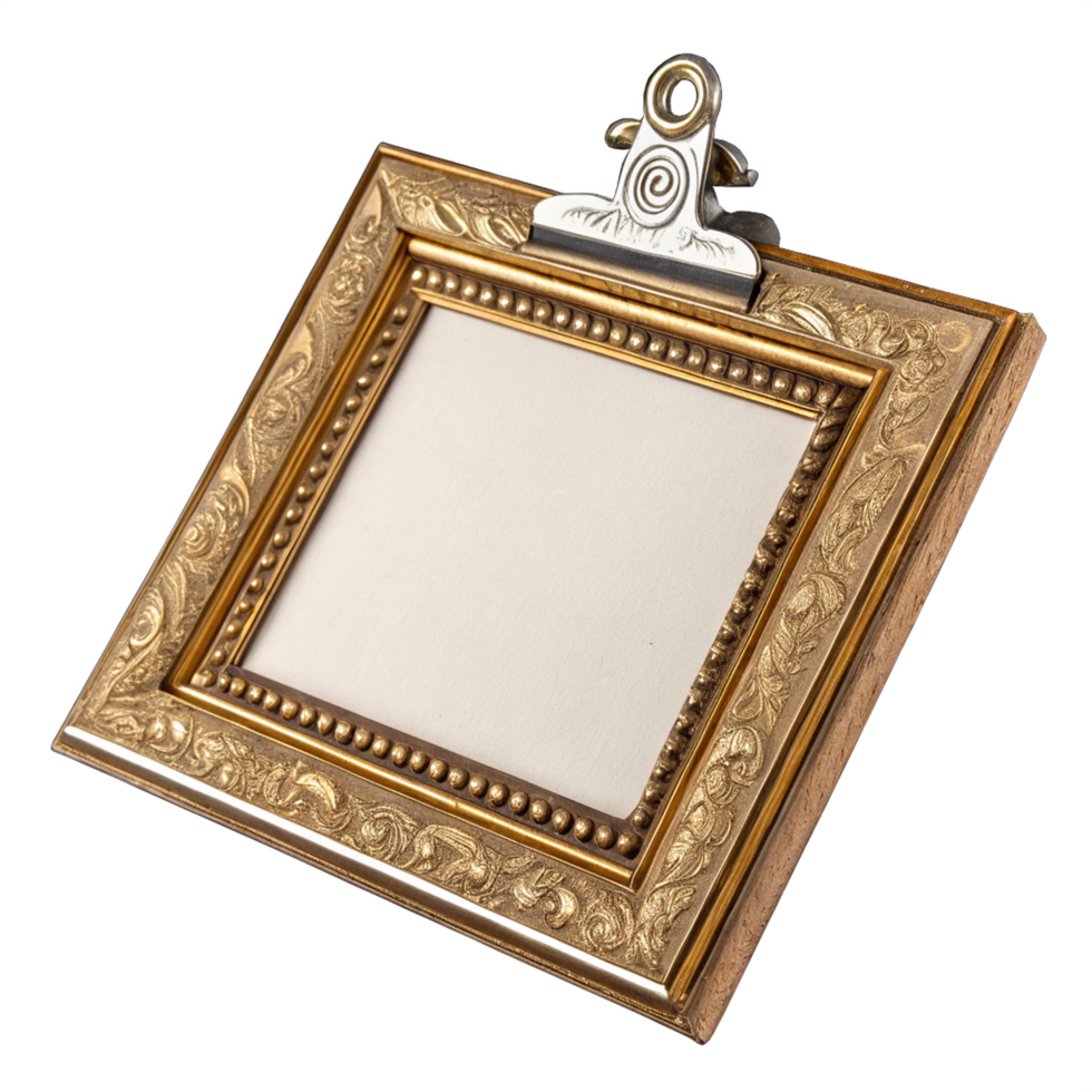 Vintage photo frame with clip png