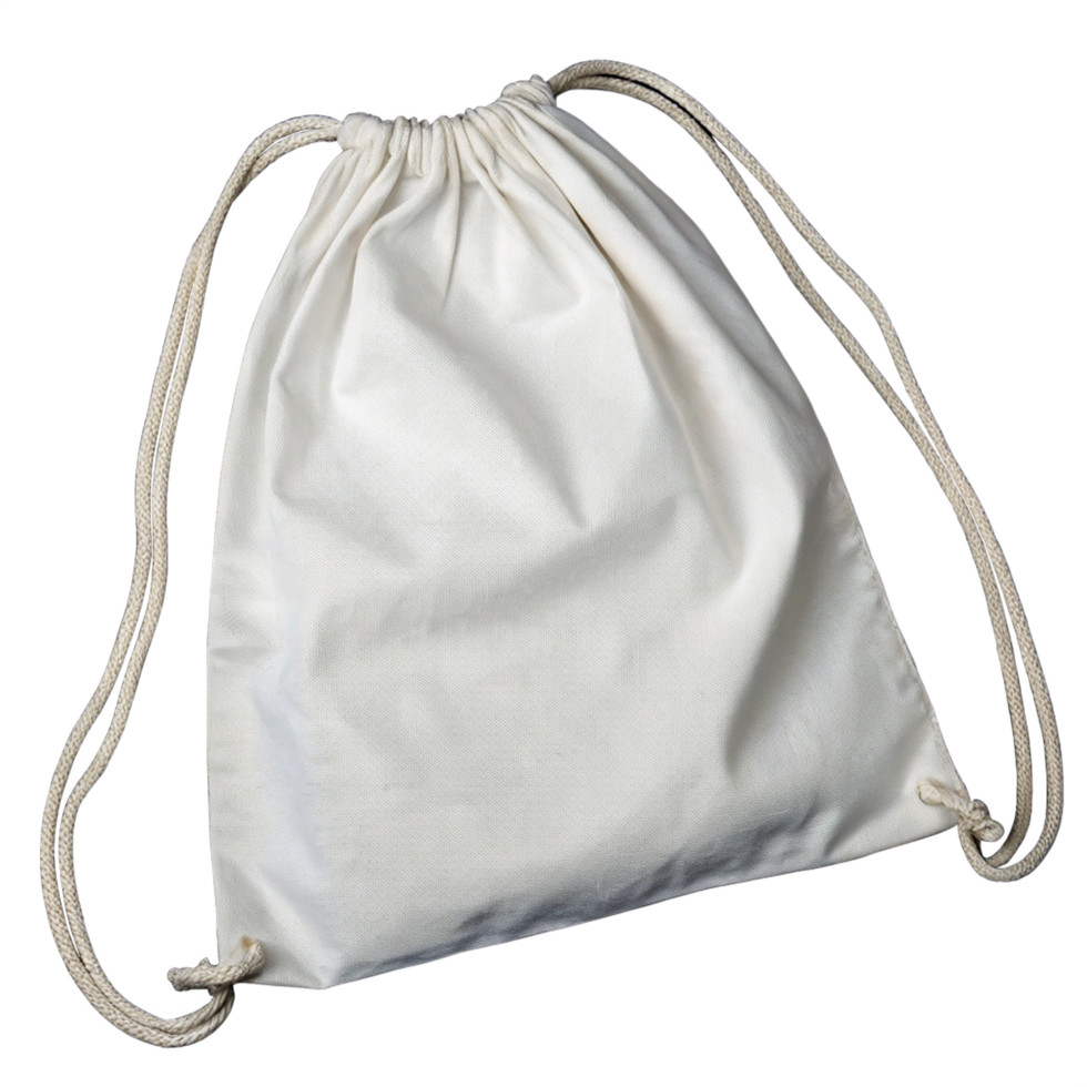 White drawstring bag png