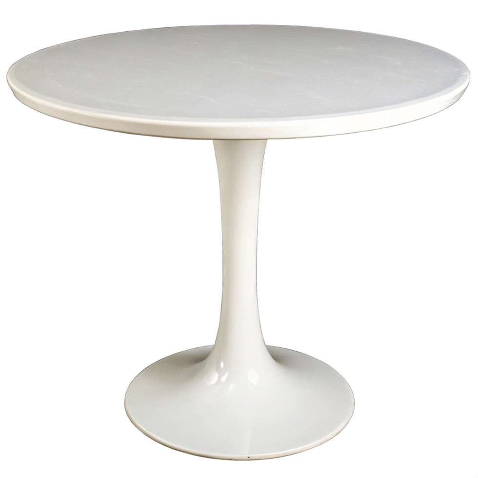 White round table with single leg png