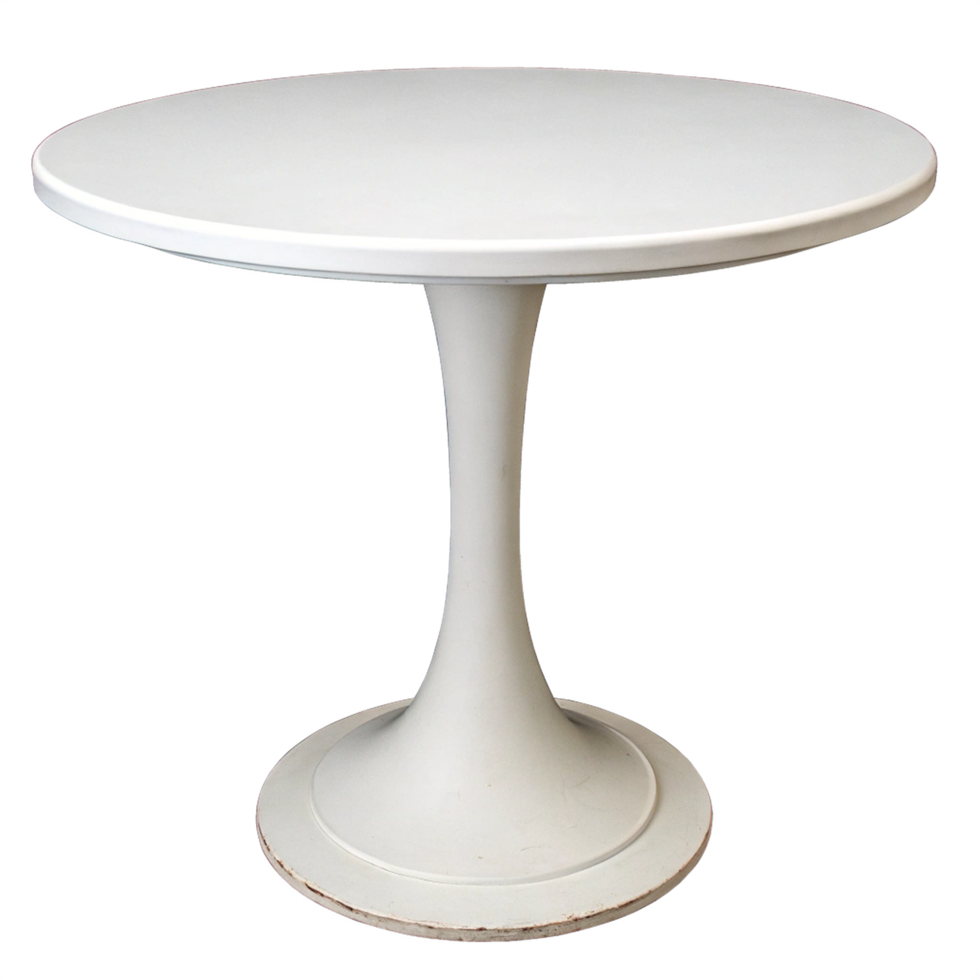 White round table with single leg isolated on transparent background png