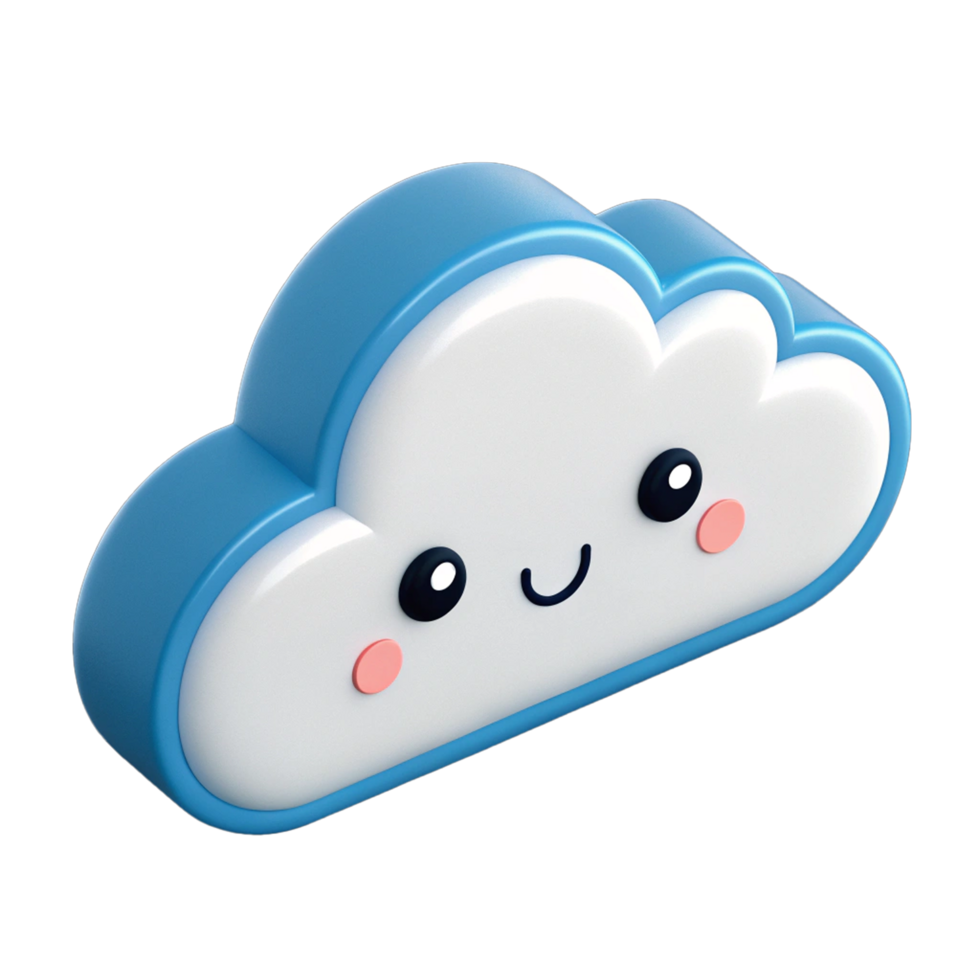 Realistic 3d render of a cute cartoon cloud png
