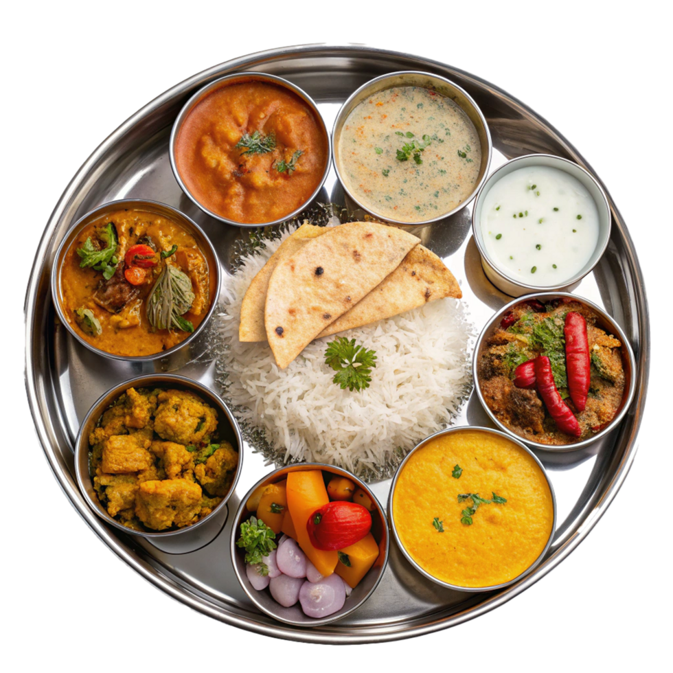 Indian cuisine at a thali png