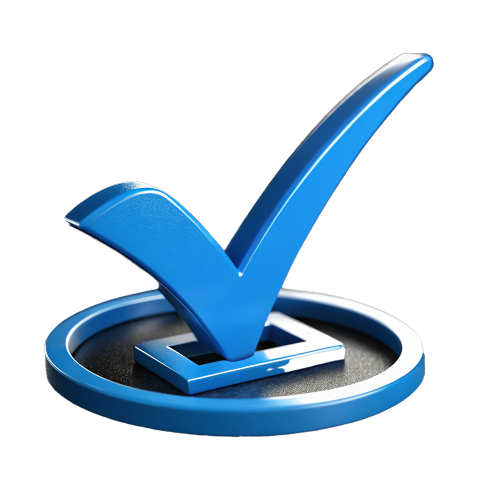 Realistic 3d render of a blue check mark png