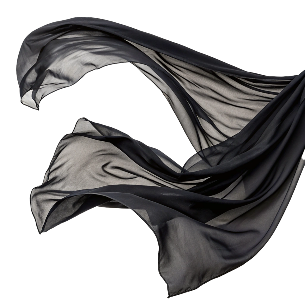 Abstract black fabrick floating in air png