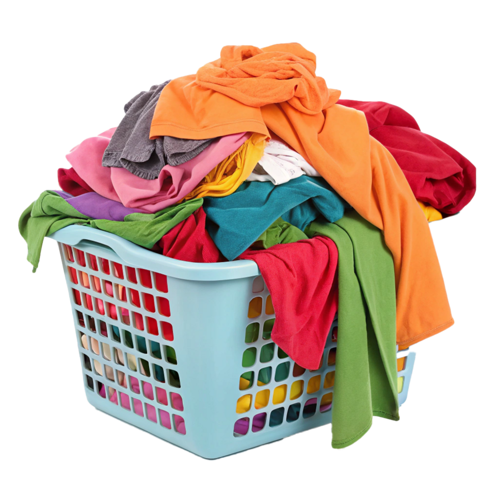 A colorful laundry basket isolated png