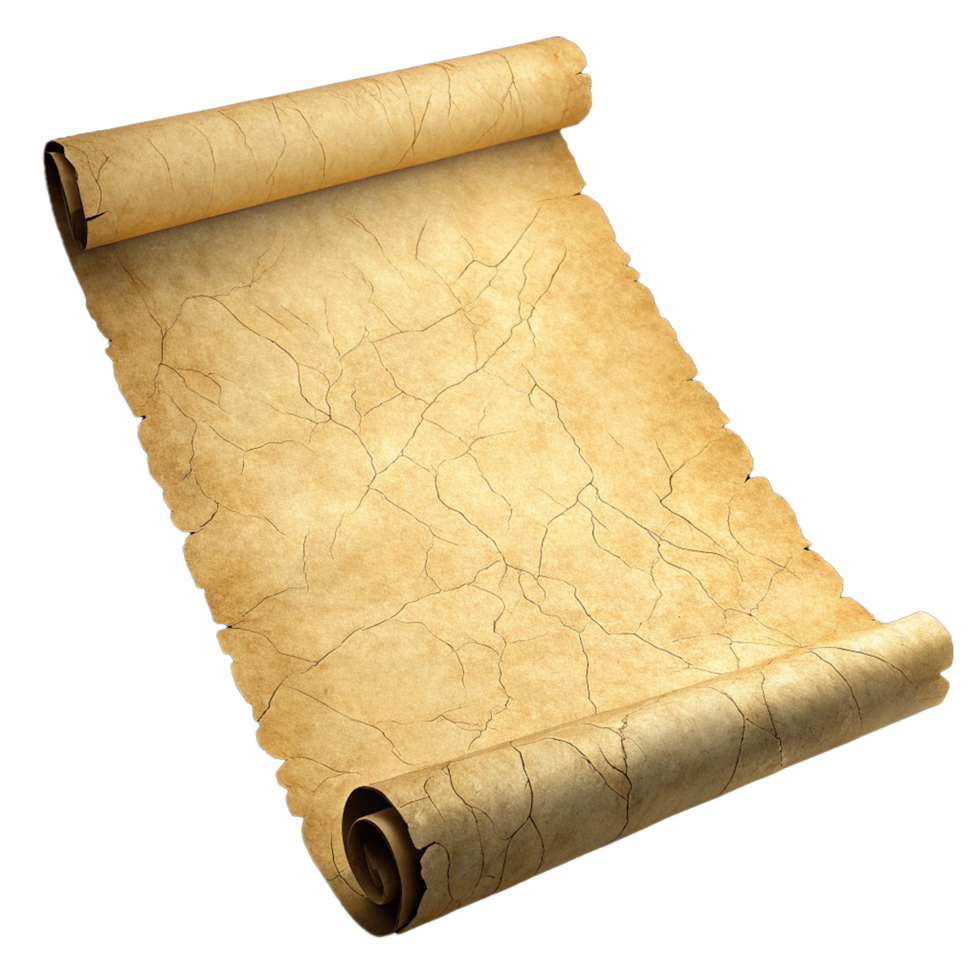 Realistic aged parchment paper on transparent background png