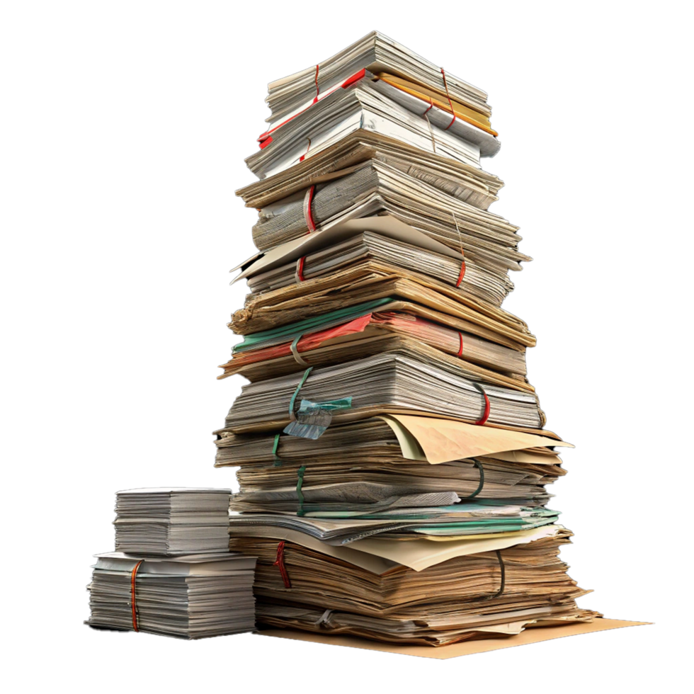A massive stack of paper document png