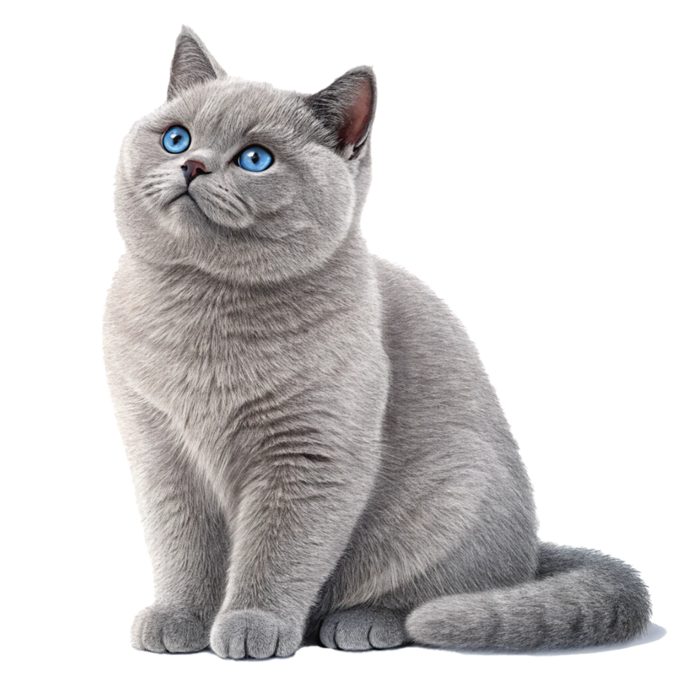 Adorable gray british cat with blue eyes png