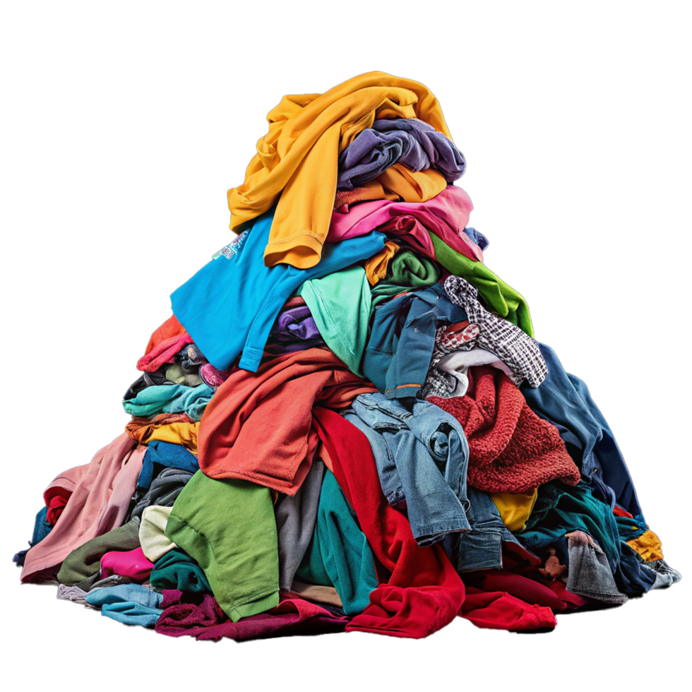 A huge pile of cloths ready for laundry isolated on transparent background png