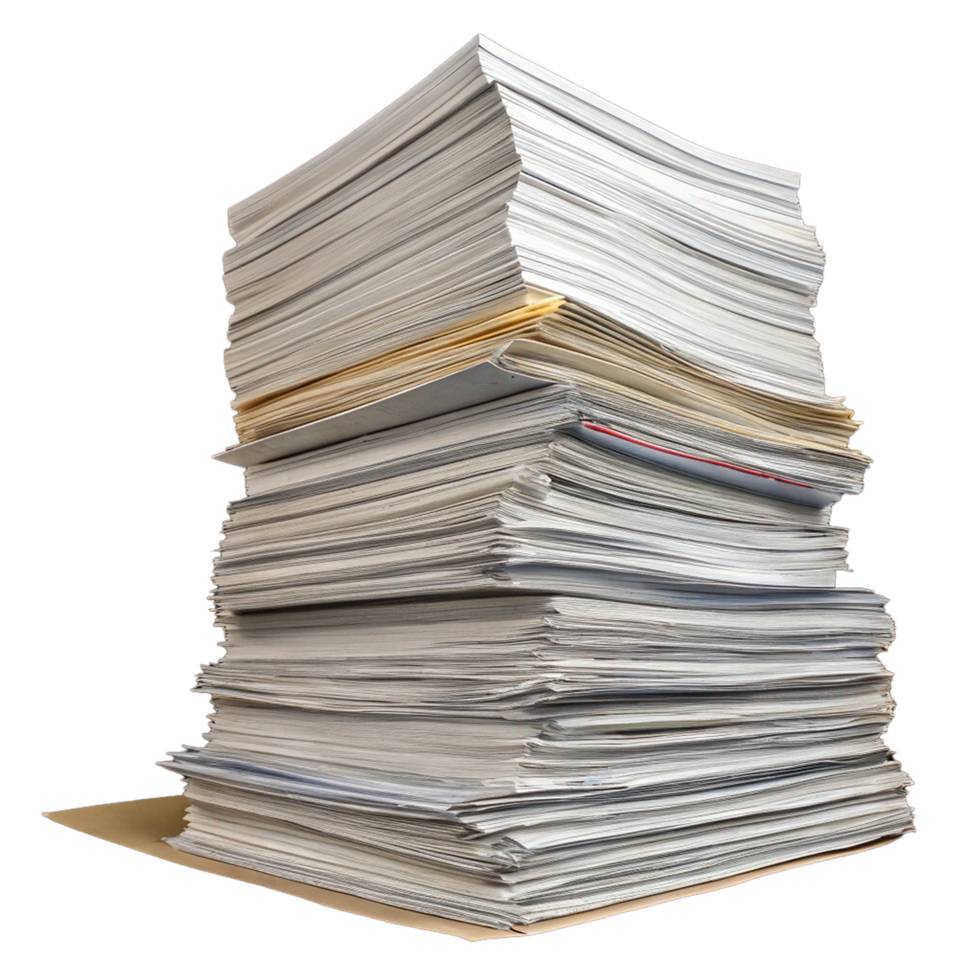 A massive stack of paper documents png