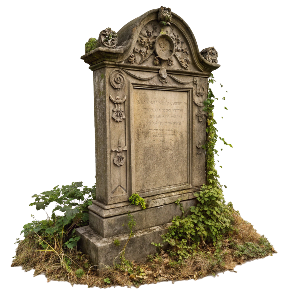 Realistic aged stone gravestone on transparent background png