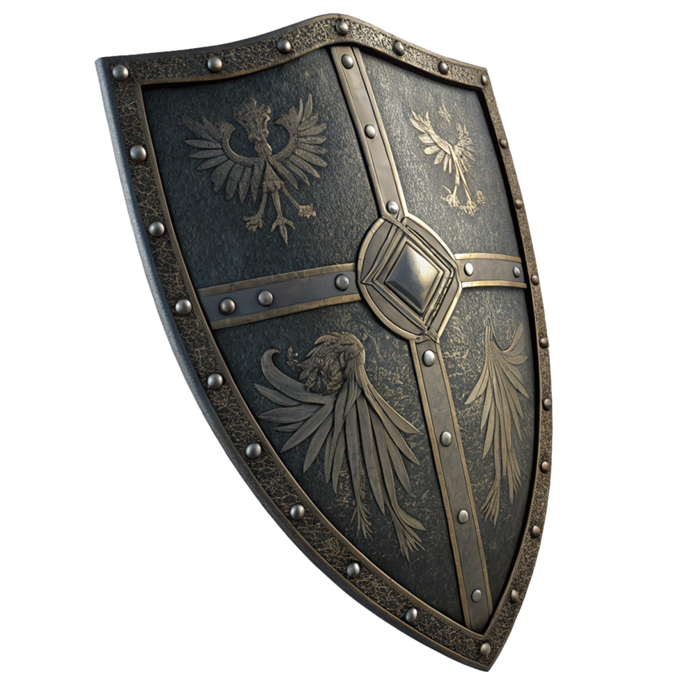 Ancient black medieval shield isolated png
