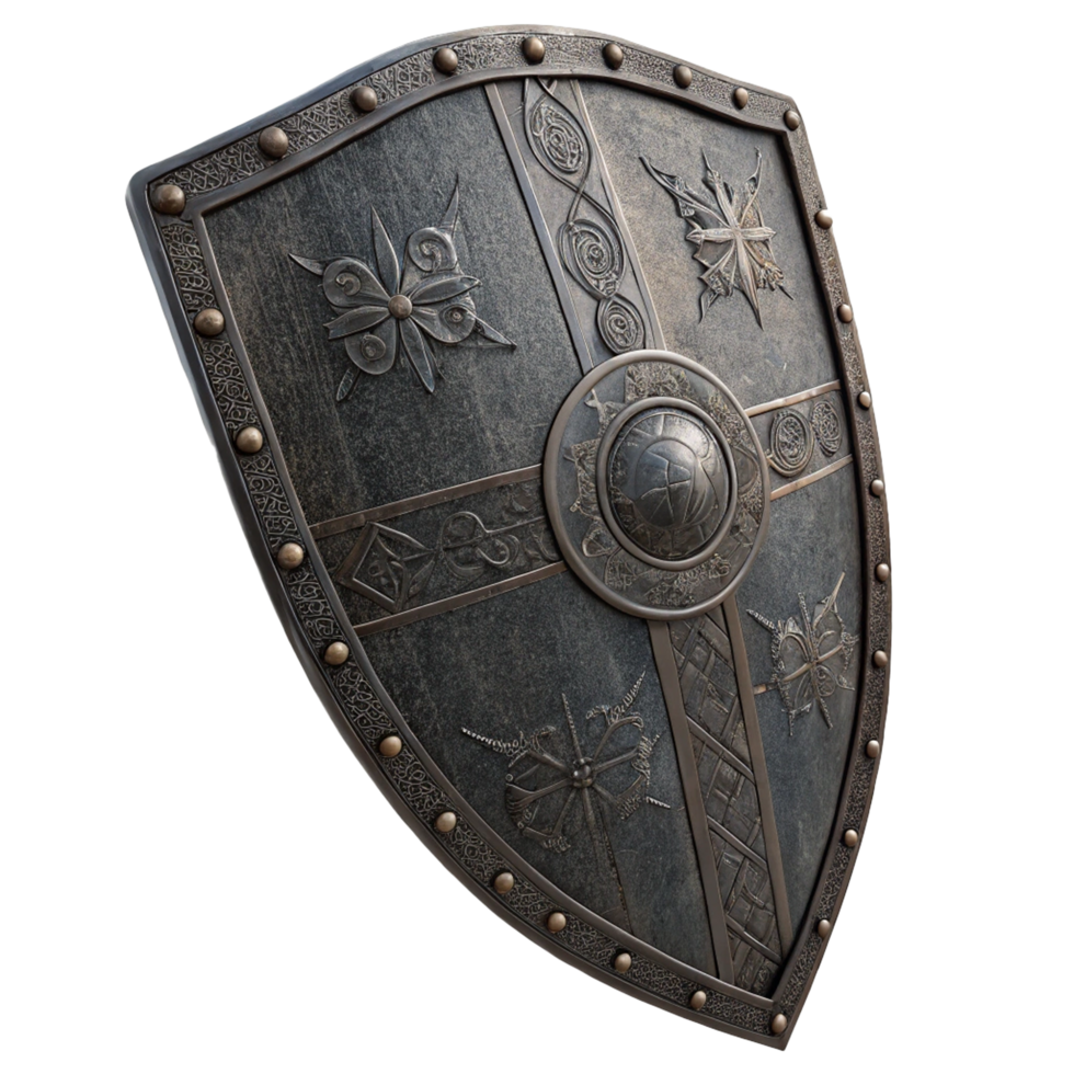Ancient black medieval shield png