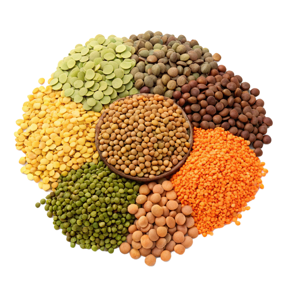 A colorful collection of realistic assorted lentil png